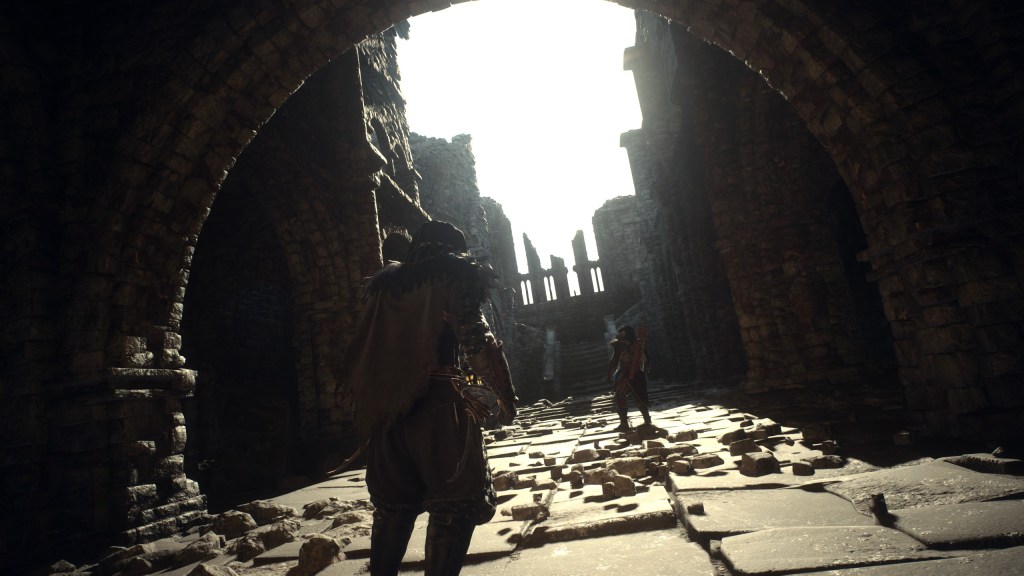 The Arisen surveys the ruins of a once great hall.